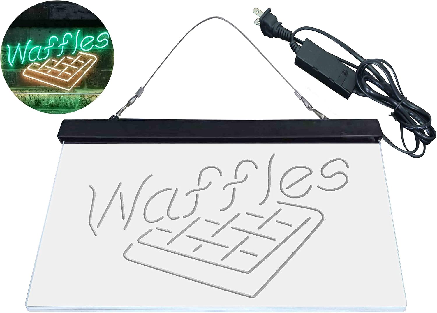ADVPRO Waffles Snack Café Dual Color LED Neon Sign Green & Yellow 16 x 12 Inches st6s43-i3820-gy