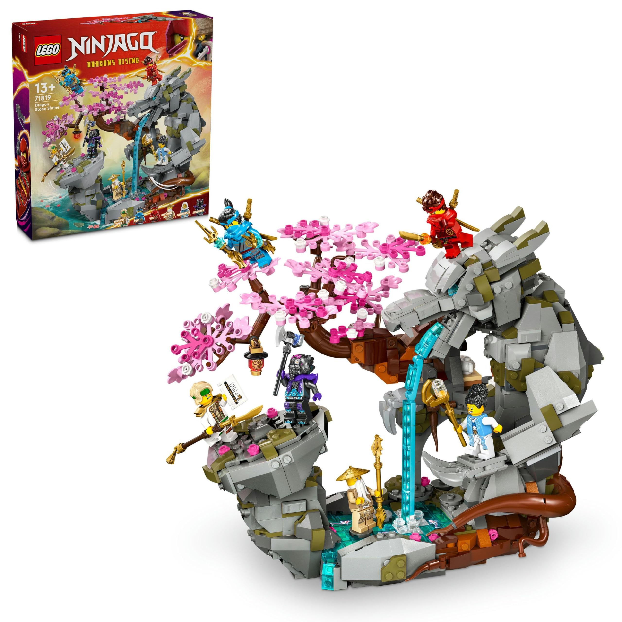 LEGO NINJAGO Świątynia Smoczego Kamienia, Zabawka Ninja dla 13-latka, Chłopców i Dziewczynek, Figurka Smoka do Zbudowania, Fajne Dekoracje do Pokoju Dziecięcego i Prezent dla Nastolatka, 71819