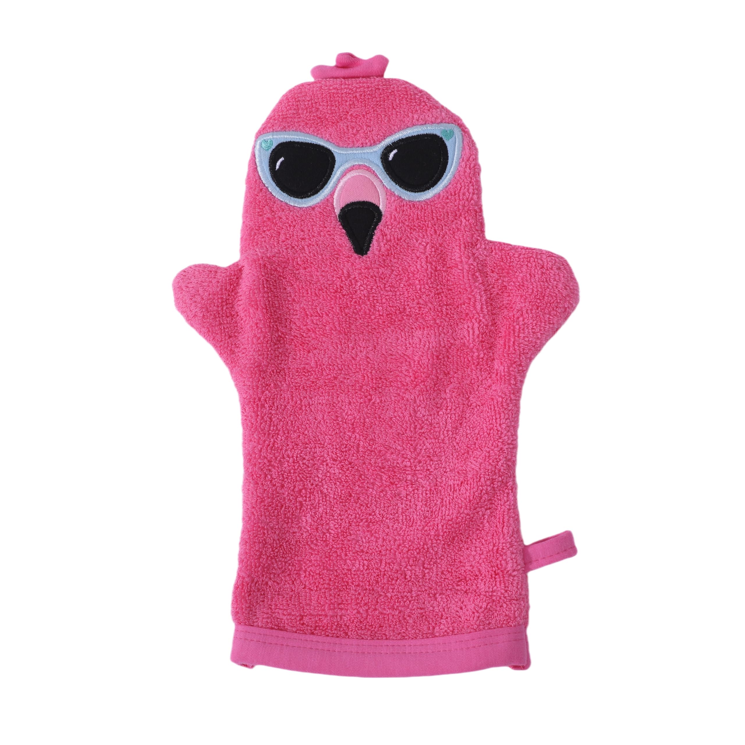 JN&amp;LULU Organics Bath Mitt Bath Cotton and Soft Scrub Bathing Loofah Shower Gifts (Flamingo)