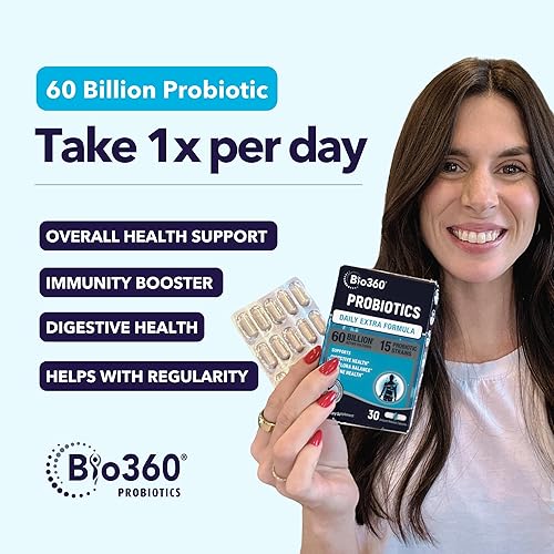 Miniatura 4 de Bio360 Paquete de probióticos, fórmula de apoyo cognitivo y fórmula extra diaria, apoyo cerebral y suplementos de salud intestinal, ayuda a apoyar