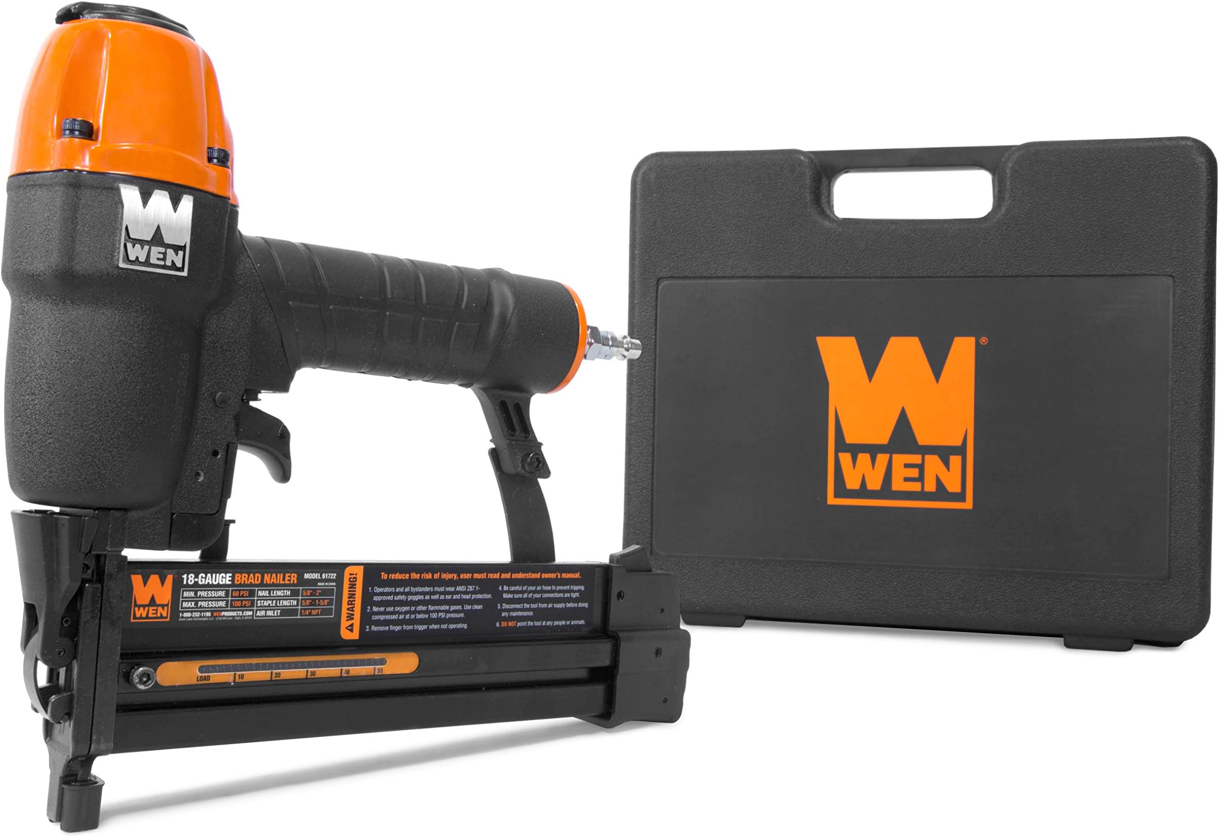 WEN 61722K 18-Gauge 2-in-1 Pneumatic 2-Inch Brad Nailer and 1/4-Inch Crown Stapler