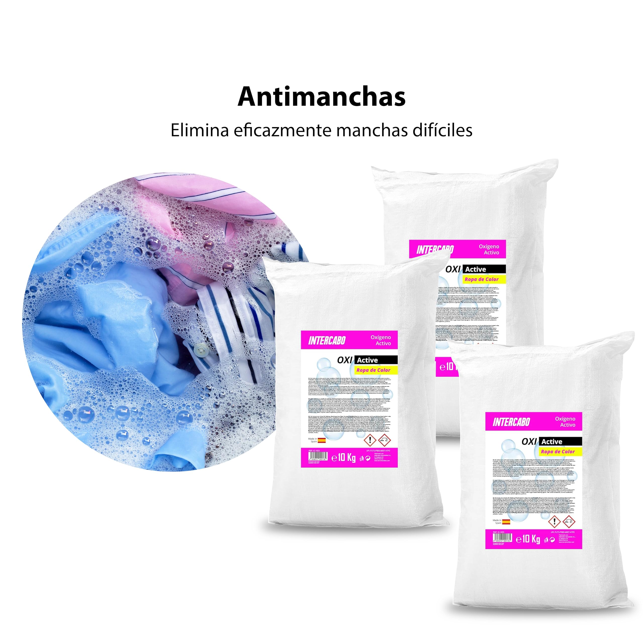 Smacchiatore in polvere per capi colorati 10 kg - Booster al lavaggio con ossigeno attivo - Rimuove macchie senza scolorire - Uso professionale o domestico - INTERCABO