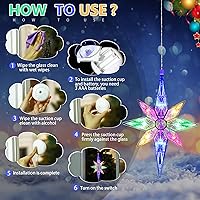 Vista 7 de Mudder Luces de estrella de Navidad de 10.8 pulgadas, decoración de estrella de plástico iluminada para árbol de estrellas, estrellas colgantes