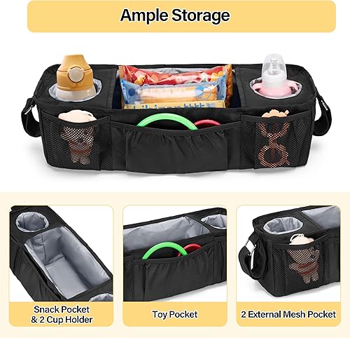 Miniatura 3 de GRAOSO Bandeja de aperitivos para cochecito compatible con Wonderfold Wagon W4, consola para padres de fácil limpieza compatible con Keenz 7S+,