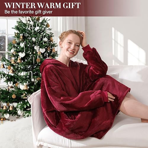 Miniatura 7 de LetsFunny - Sudadera holgada con capucha, estilo cobija, tela sherpa, de vellón, con bolsillo, súper cálida, súper suave y cómoda, con bolsillo