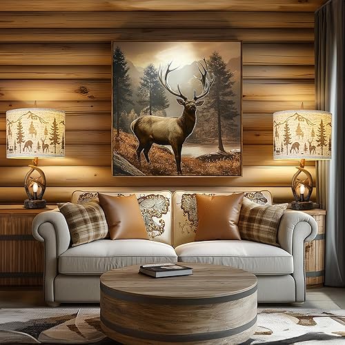 Miniatura 6 de Juego de 2 lámparas de mesa de cornamenta de ciervo para sala de estar con puertos USB, lámpara de noche rústica con luz nocturna para dormitorio,