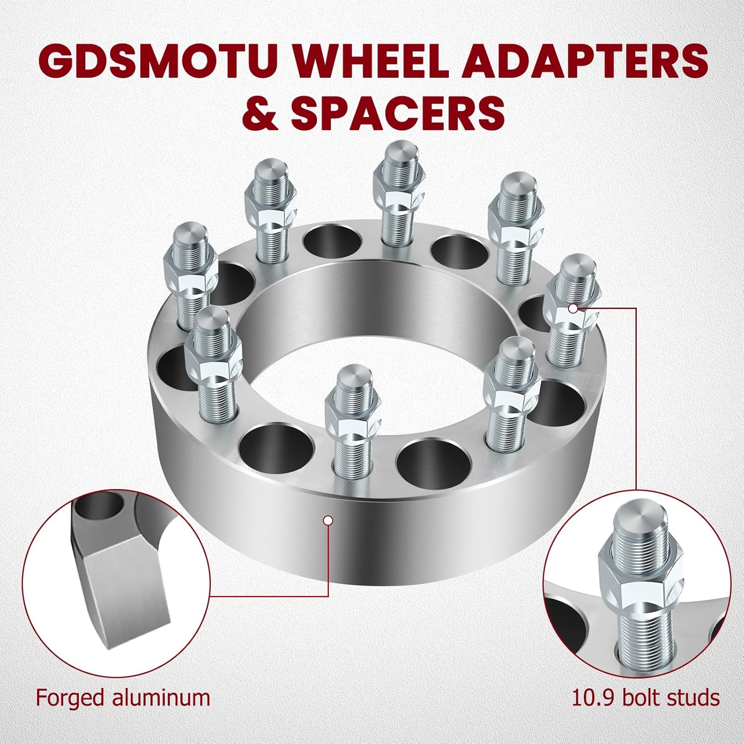 Wheel Spacers 8x6.5 for Dodge for Ram 2500/3500/W250W300, for Ford for F250 F350 E-250 E350 Econoline, for Chevy C20/K20, 2" Adapters with 9/16 Studs 126.15mm Bore