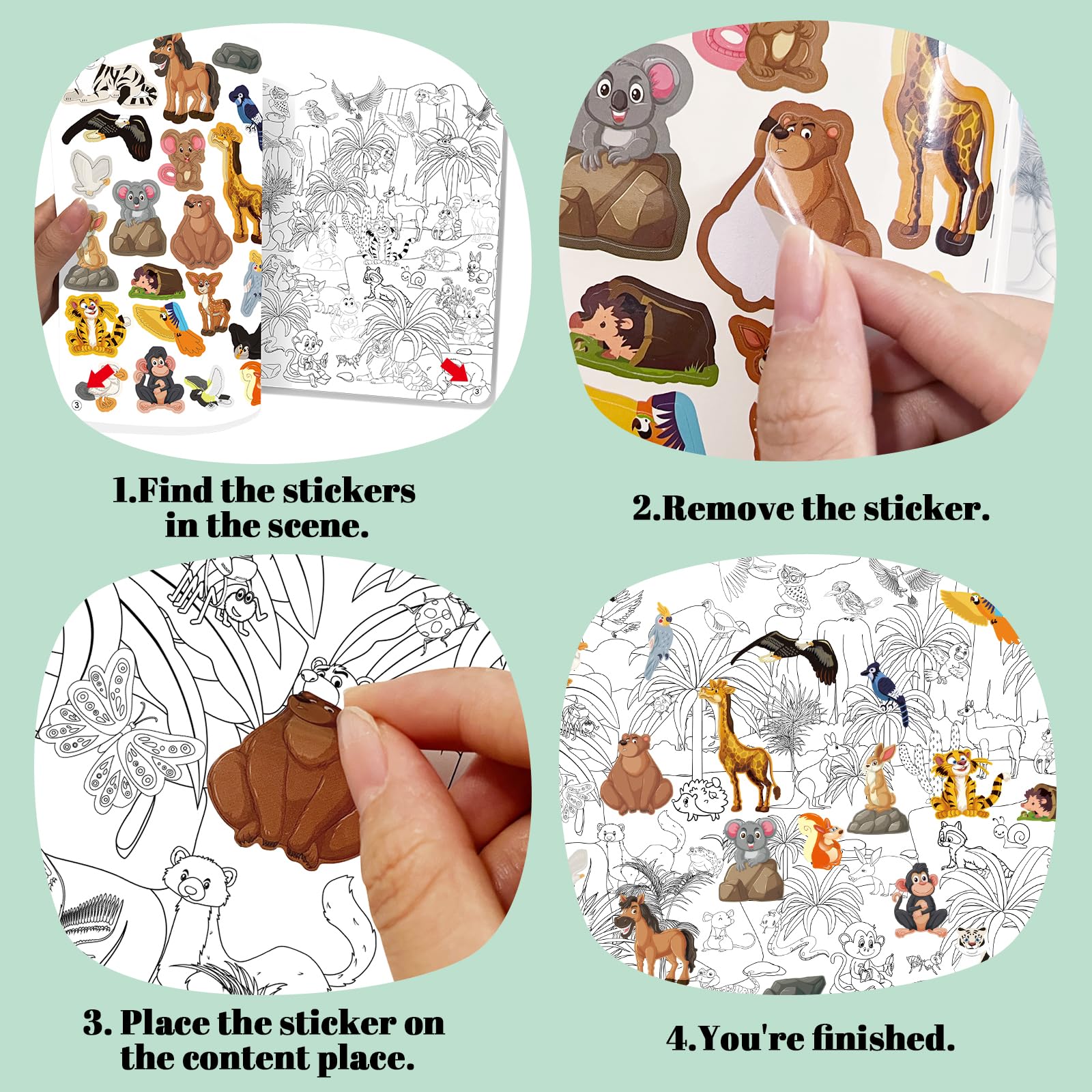 Elfew Find The Animal Sticker Books for 2+ Year Olds, 450+ Stickers for Children Toddler Stickers Activities Book - Image 3