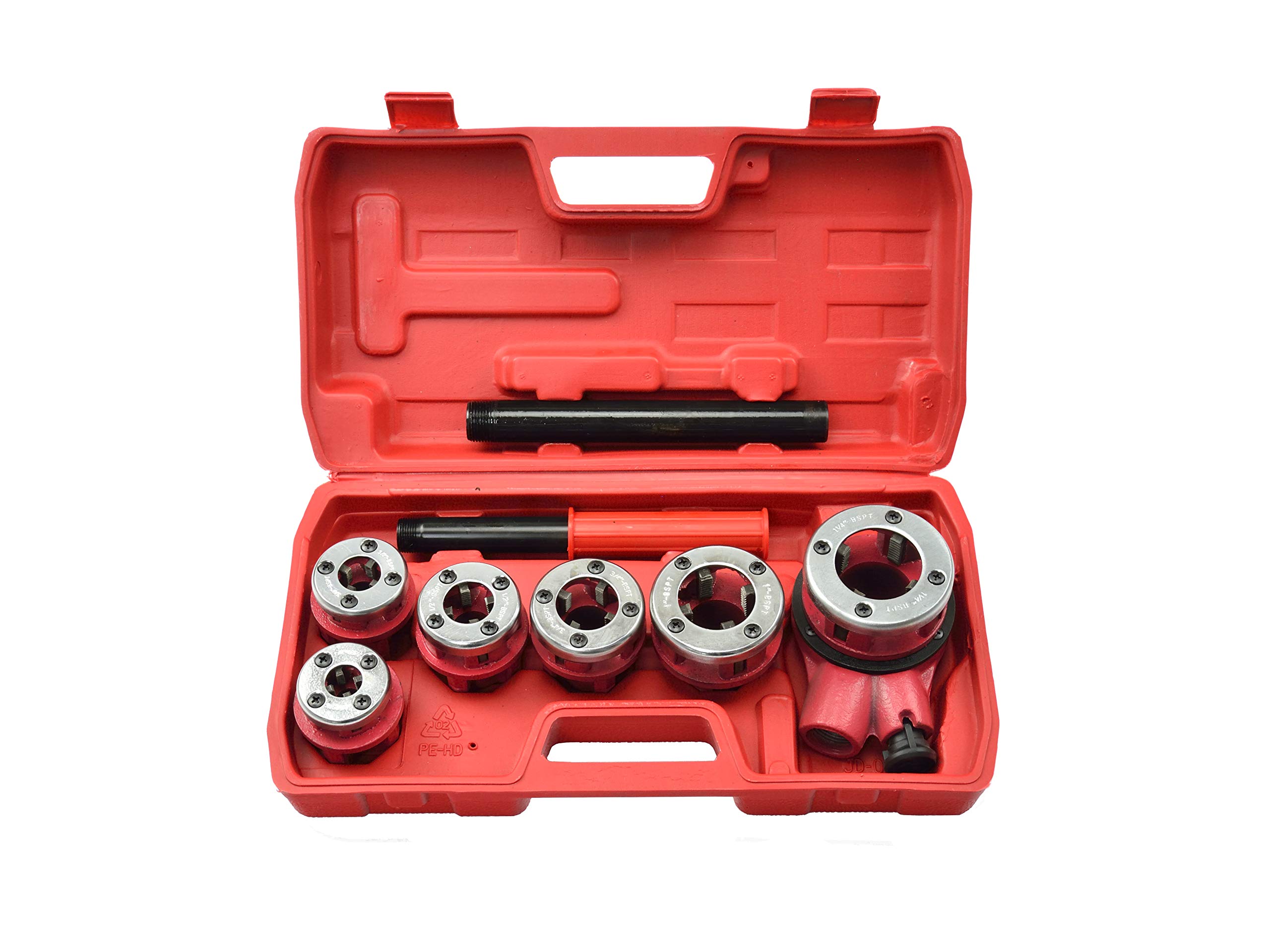 BSD Juego de Terrajas de Carraca para Tuberías, Juego de Terrajas de Roscar para Tubo - 7 piezas - 1/4”, 3/8”, 1/2”, 3/4”, 1” y 5/4”