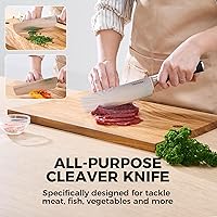 Vista 5 de Cuchillo Nakiri - Cuchillo de verduras de 7" de corte preciso, cuchillo de cocina de acero de alto carbono, cuchillo de chef japonés multiusos