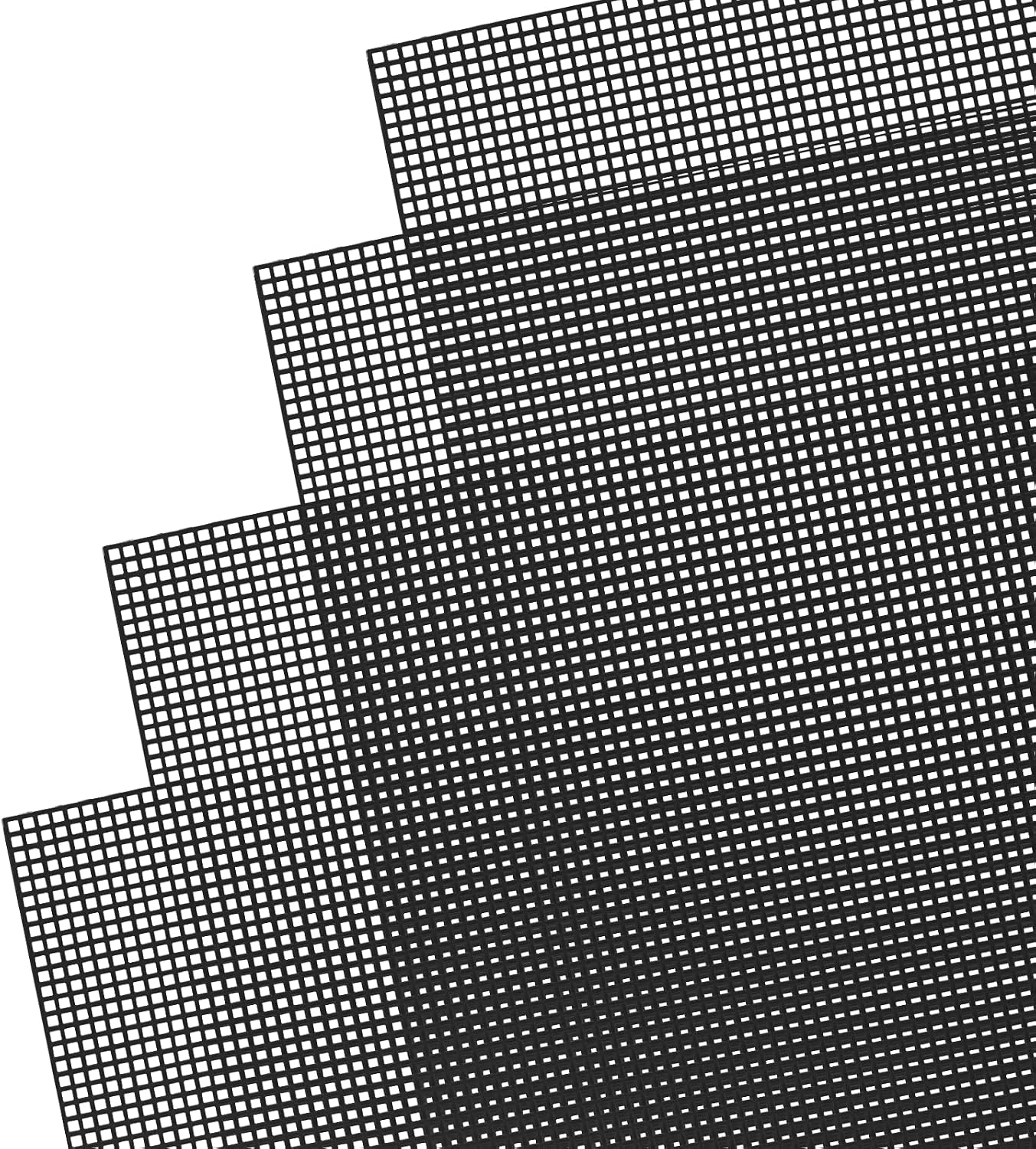 12pcs Plastic Mesh Sheets 7 Count Needlepoint Canvas for Embroidery Crafting and Knit and Crochet Projects (Black)