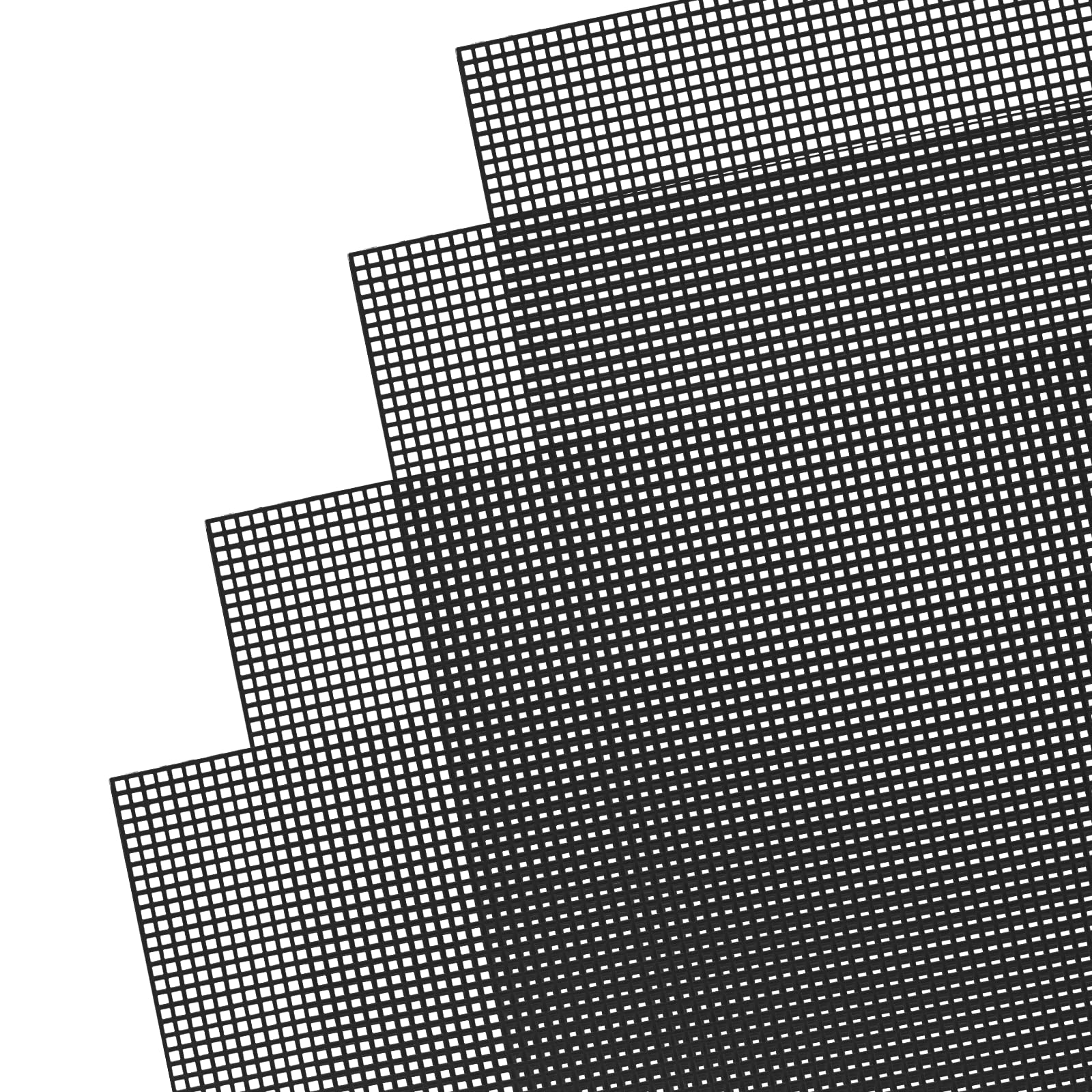 12pcs Plastic Mesh Sheets 7 Count Needlepoint Canvas for Embroidery Crafting and Knit and Crochet Projects (Black)
