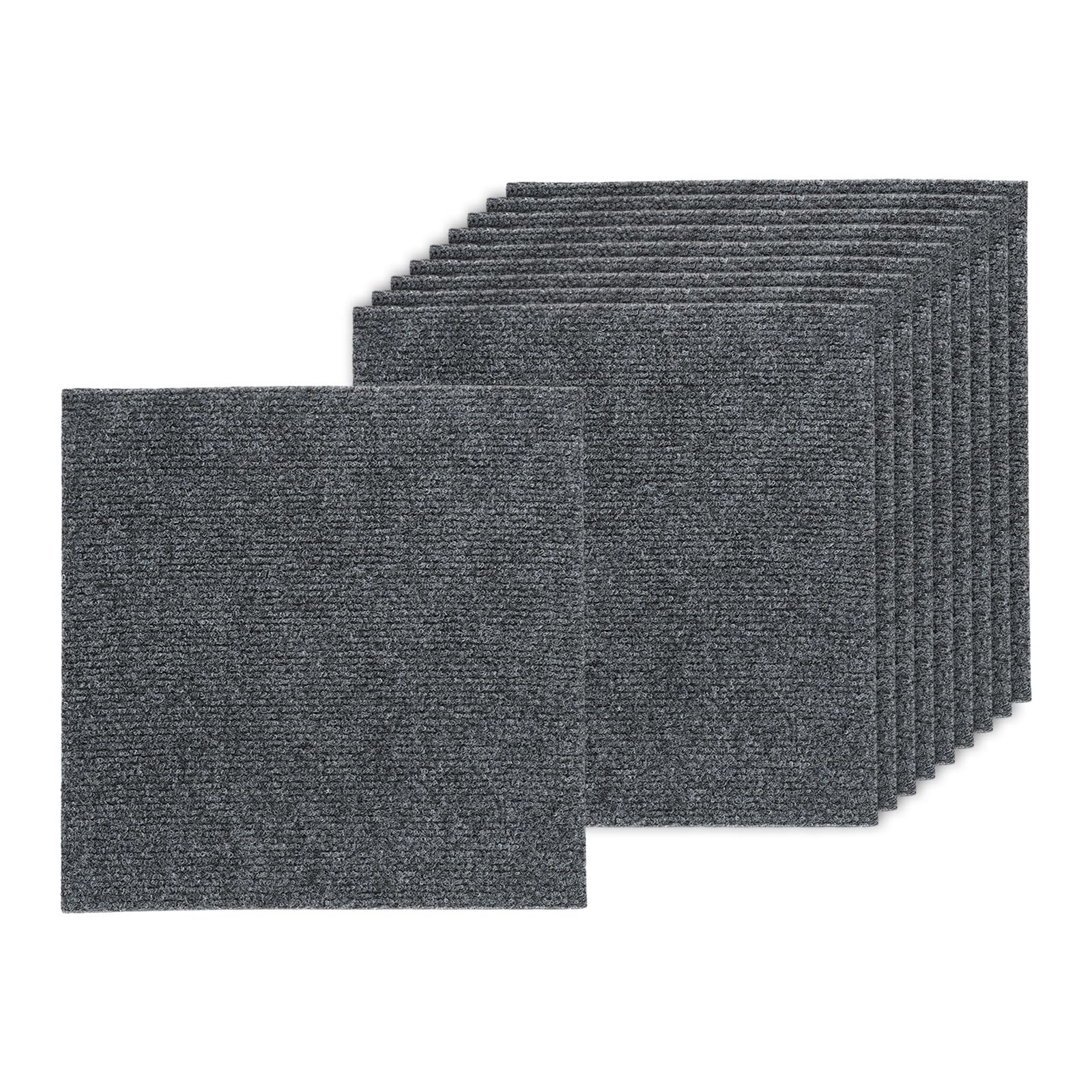 Carreaux de moquette autocollants gris foncé 30,5x30,5 cm pour salon et chambre - Lot de 30