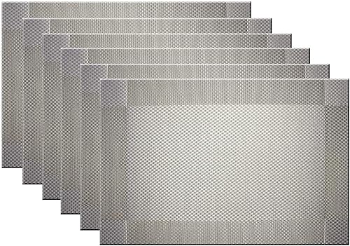 Miniatura 17 de Manteles individuales lavables de vinilo tejido para mesa de comedor, manteles individuales resistentes al calor para cena, juego de 6 unidades