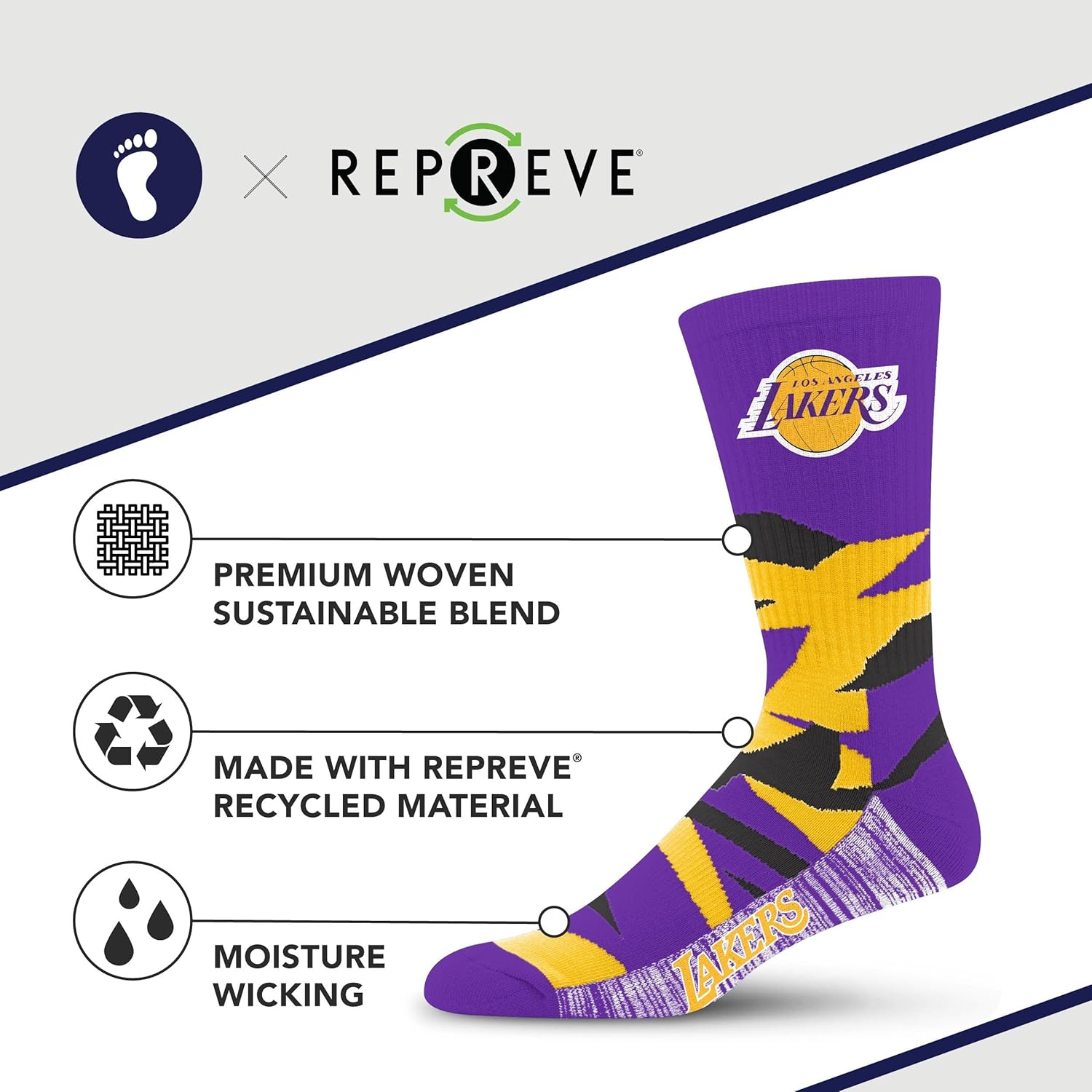 For Bare Feet Shattered Crew Sockteam Colors Medium