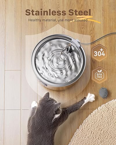 Miniatura 5 de Cat Water Fountain Stainless Steel - Dog Automatic Waterer Bowl - Auto Pet Dispenser - Small Pets Drinking Waterer Indoor - Auto Dish Animal