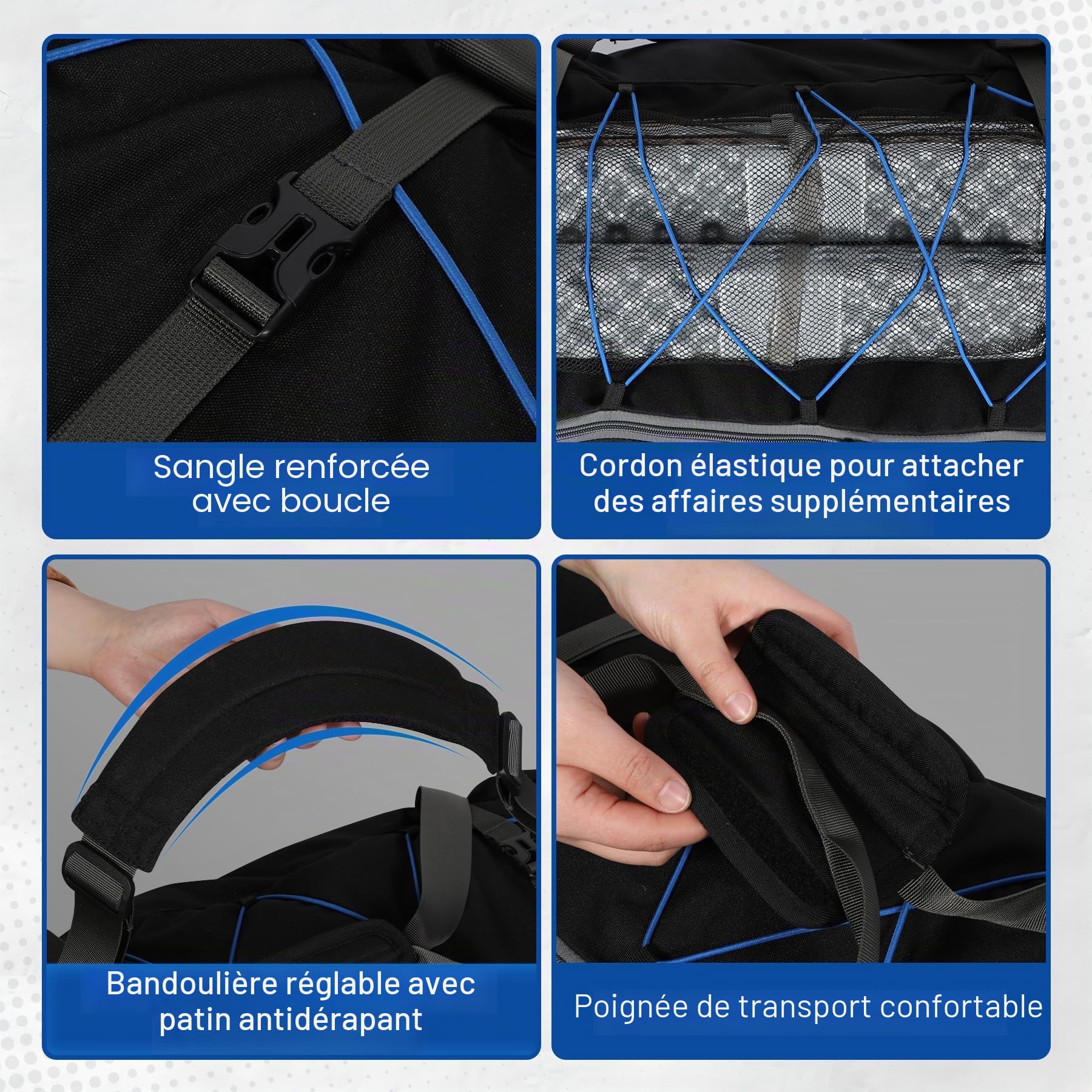 REDCAMP 110-140L Sac de Voyage à roulettes Extensible | Transport Main/Épaule/Traîné | sans Tige Télescopique - Pliable et Compact | Grand Sac Duffle pour Sport, Camping, Randonnée, Voyage - Noir