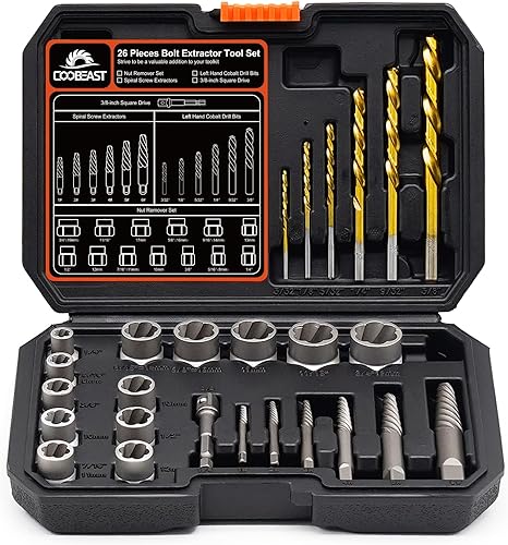 Juego de 26 extractores de pernos y broca para zurdos, extractor de tornillo fácil de sacar con juego de extractor de brocas inversas para tuercas
