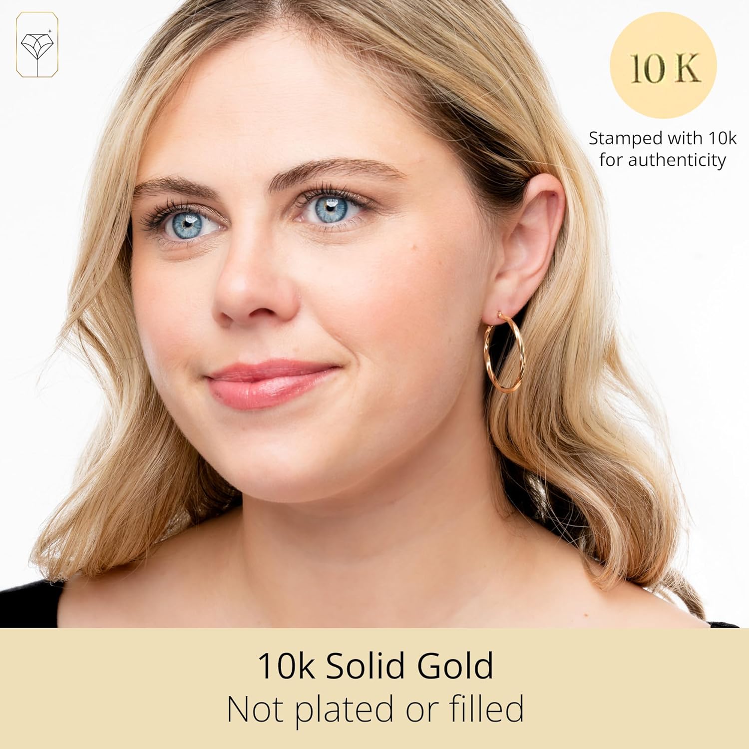 Solid 10k Gold Hoop Earrings for Women with Secure Closure | Hypoallergenic & Anti Tarnishing Earrings in Various Styles by MAX + STONE