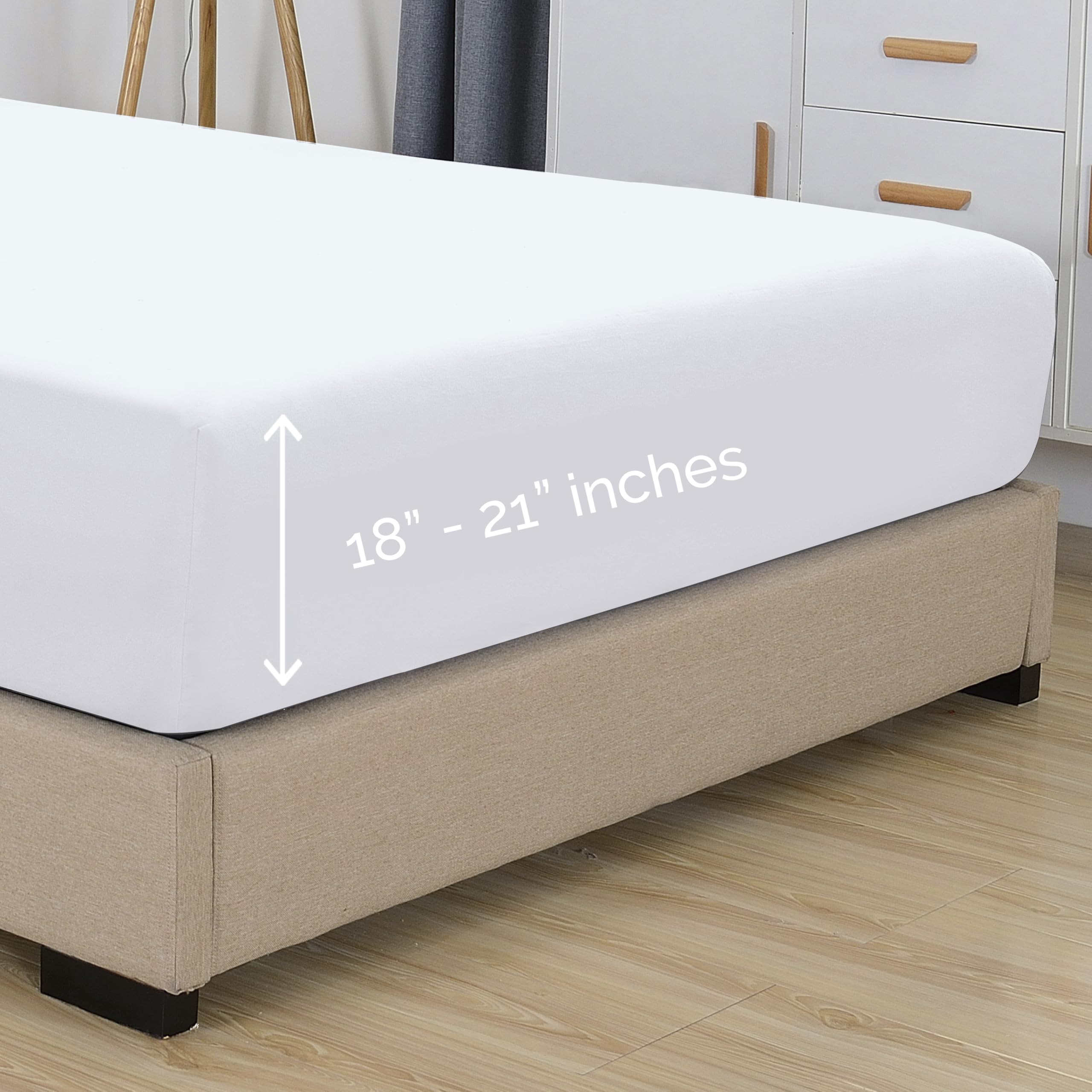 Elegant Comfort 1500 Spannbettlaken für Einzelbett, 45,7-53,3 cm tief, extra tief, luxuriös und weichste, intelligente Tasche, knitterfrei, Queen-Size-Bett, Weiß