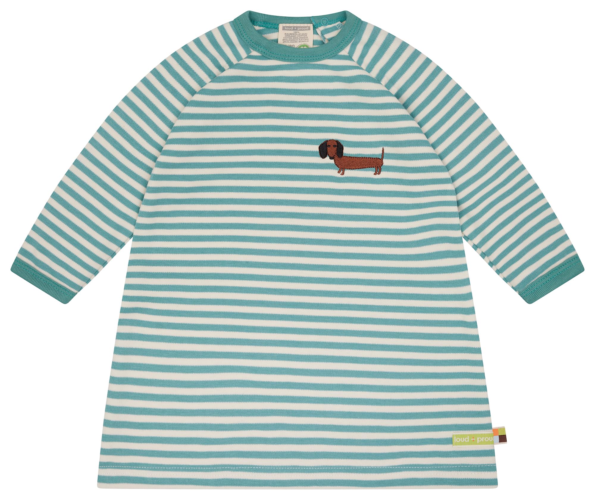 loud + proud Mädchen Interlock Ringel, GOTS Zertifiziert Kinderkleid