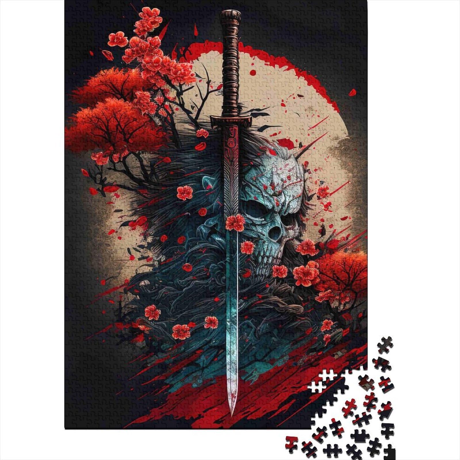 1000pcs Jigsaw For Adults Skull Sword Flower Relaxing