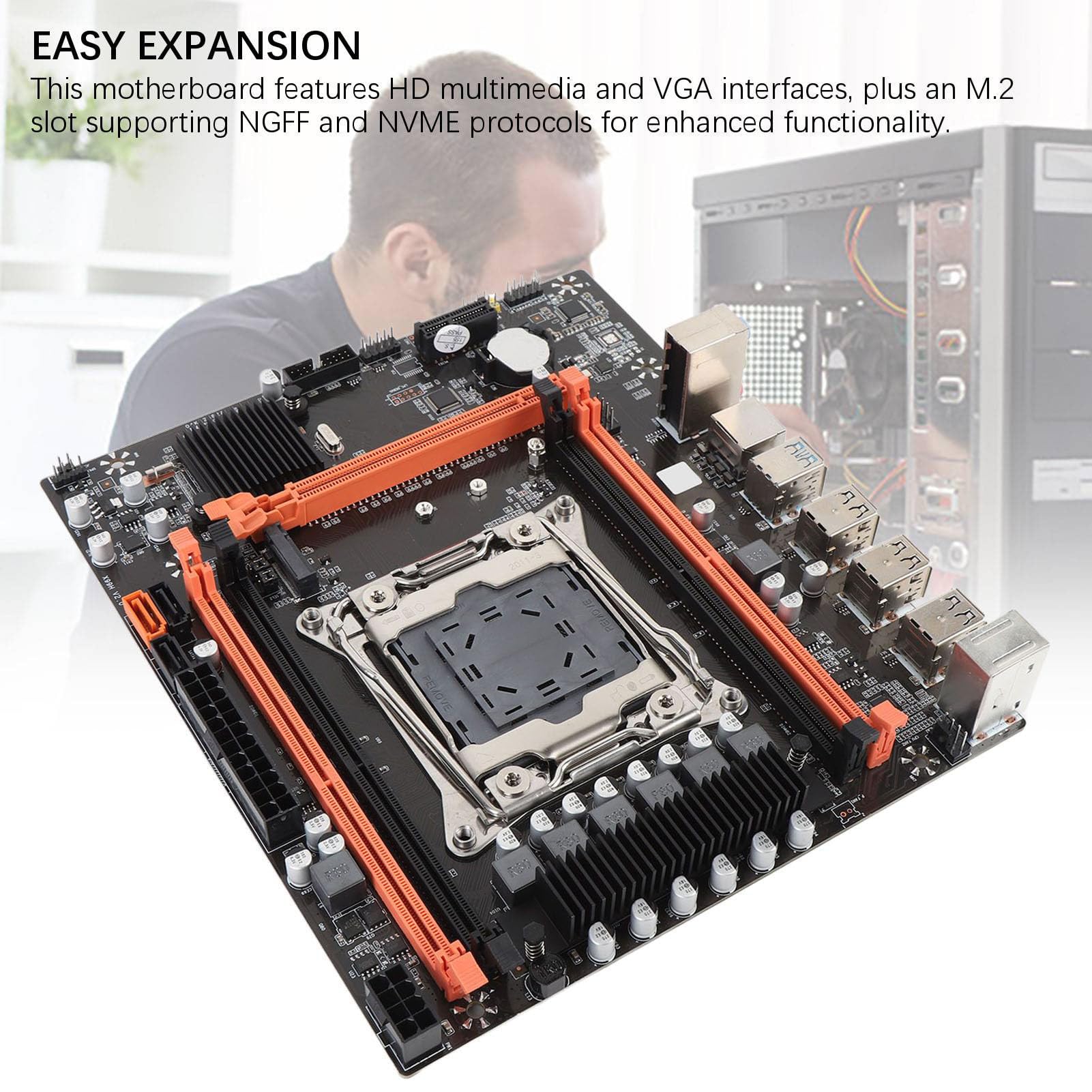 Cocoarm Scheda Madre X99H M ATX, Mainboard DDR4 LGA 2011-3 con 4 DIMM 128GB M.2 NVMe USB 3.0 VGA HD per E5 V3 V4 I7 58xx 68xx Aggiornamento Assemblaggio PC Desktop