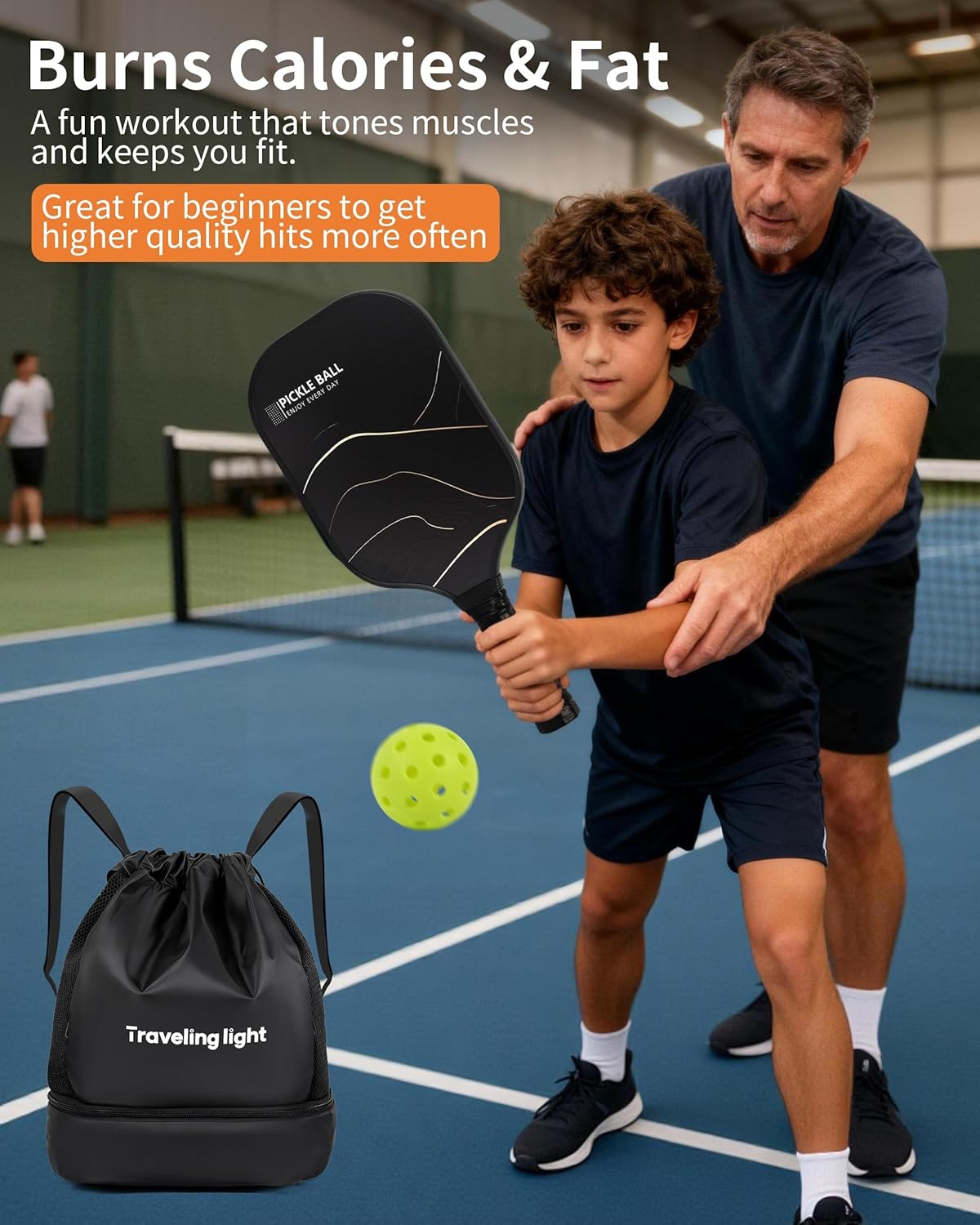Pickleball Paddles Set of 2 – Include Pickle Ball Rackets 2 Pack and Pickleball Balls 4 Pack and Sports Bag, Lightweight & Durable Design with Ergonomic Grip, Ideal for All Skill Levels - Image 2