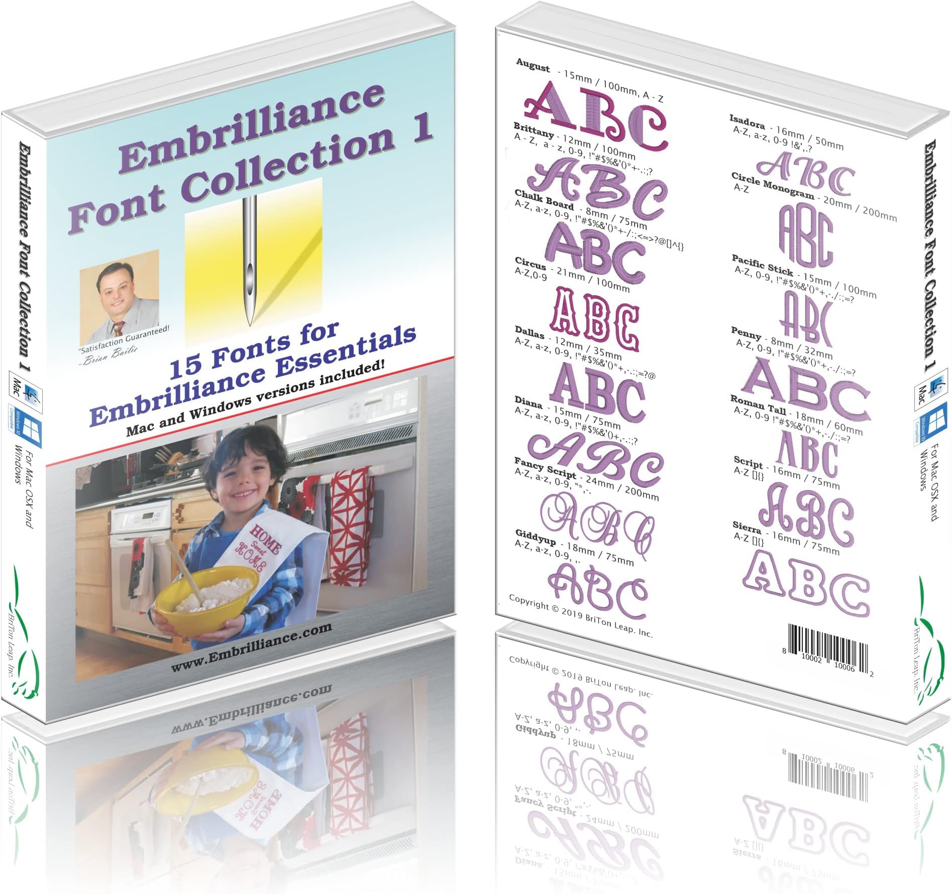 - Embrilliance Font Collection 1 Embroidery Software for Mac & PC