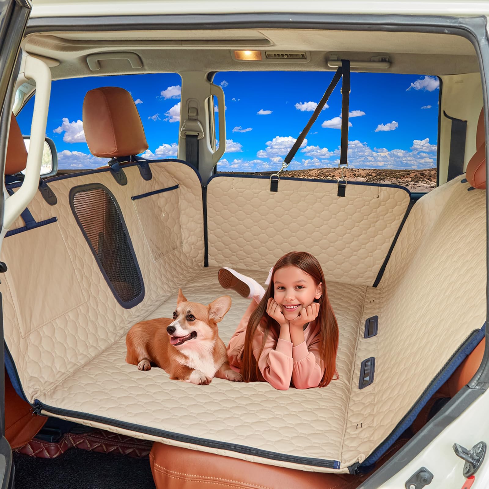 Hard Bottom Car Seat Cover for Dogs, 2025 Upgraded Leather Back Seat Extender Waterproof Dog Car Seat Cover for Back Seat, Non-slip Dog Car Hammock Backseat Pet Cover for Dogs in Car, Support 400LBs - image 2