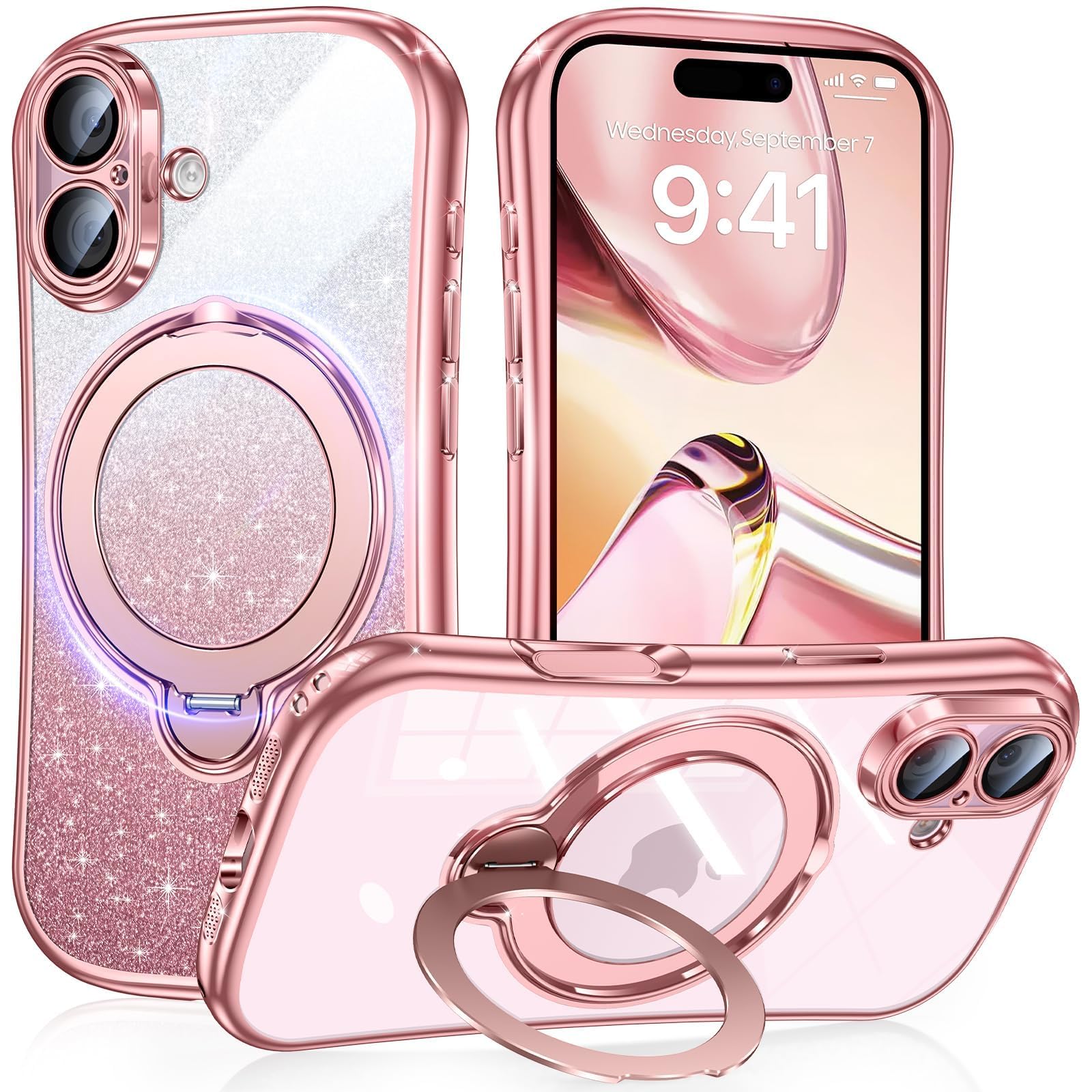 Amazon.co.jp: Fadkzyxr iPhone 17 用 ケース MagSafe対応 360°回転