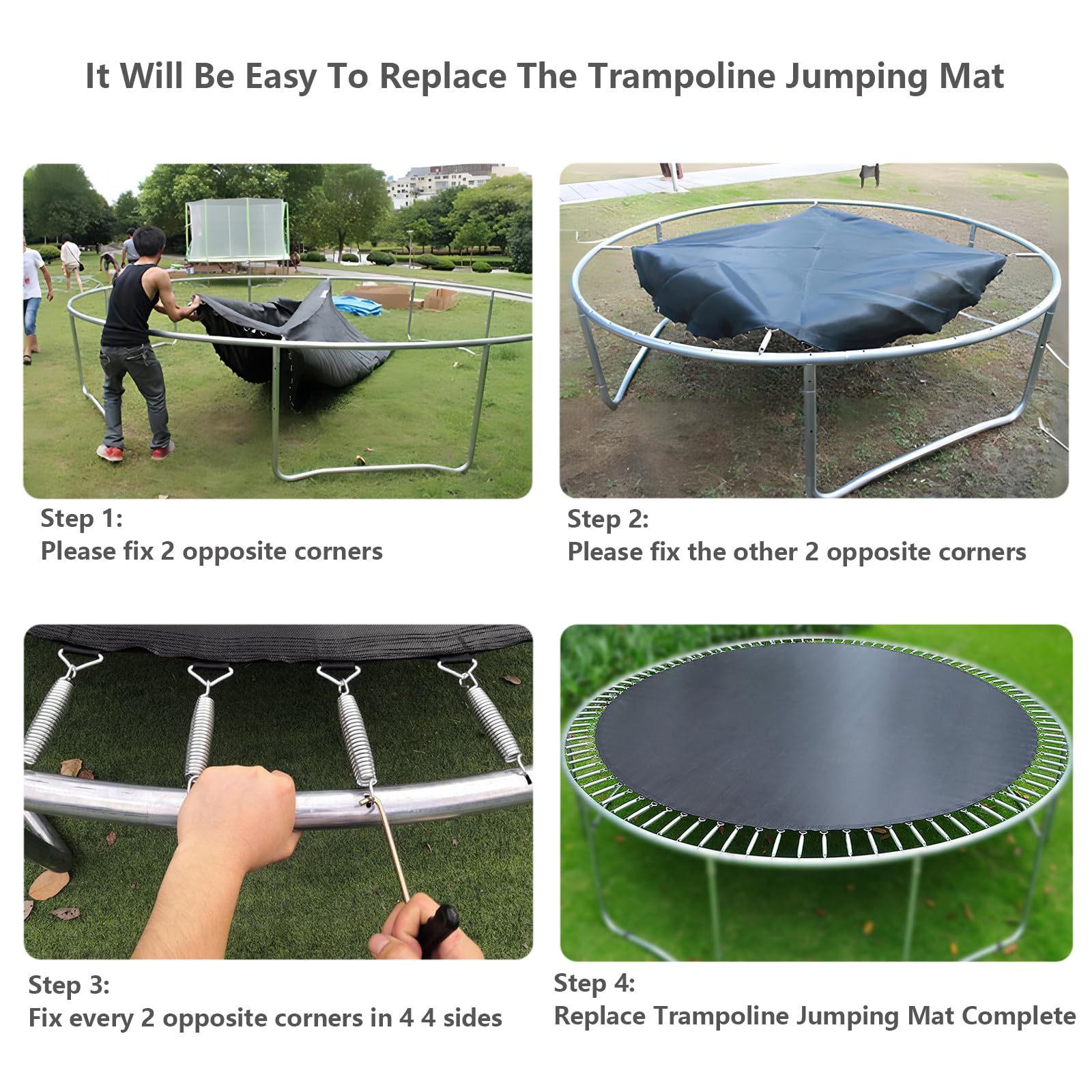 Tapete de Repuesto para Trampolín Ø 305/244cm, Accesorios Exterior jardín Cama elástica Infantil, Colchoneta de Trampolín Rebote, Resistente al Agua, Resistente a los Rayos UV