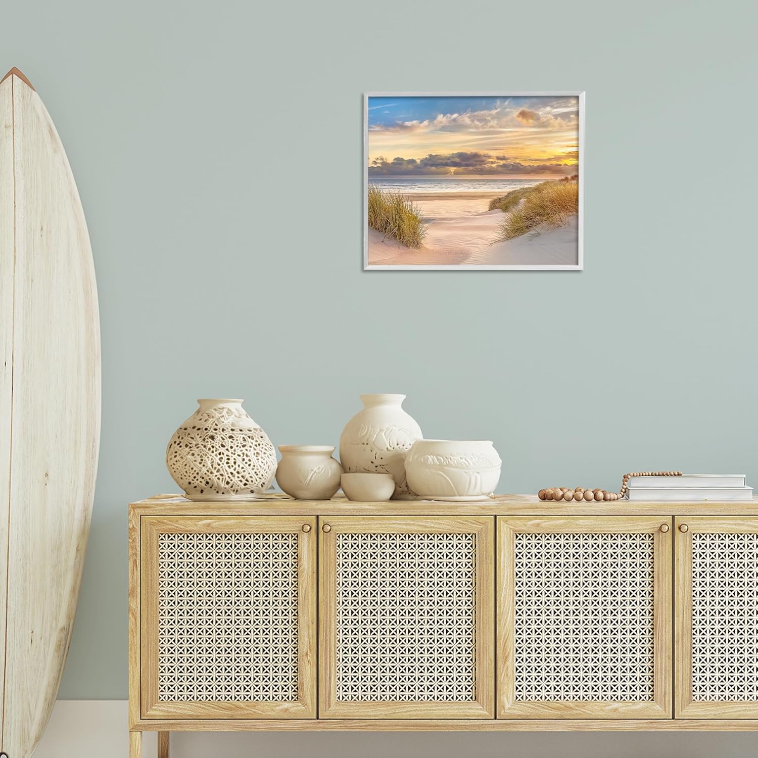 Stupell Industries Serene Beach Between Dunes White Framed Giclee Art, design by Mike Calascibetta, 20 x 16