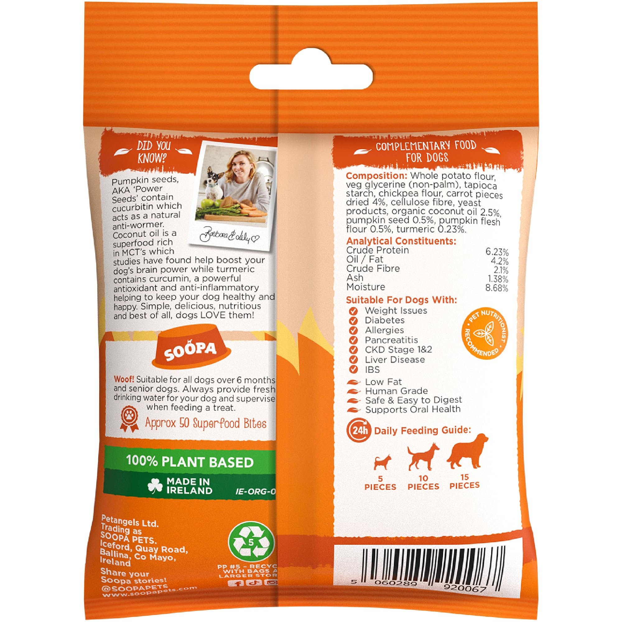 Soopa Pumpkin and Zanahoria Healthy Bites - Golosina para Perro, 50 g