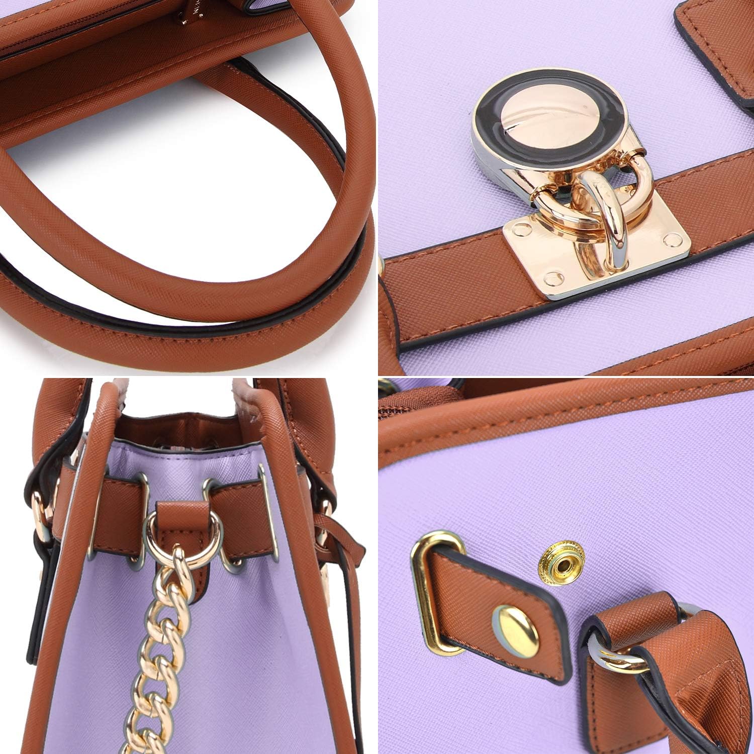 Dasein Women Handbags Top Handle Satchel Purse Shoulder Bag Hobo Bag Work Bag Set 2pcs - Image 4