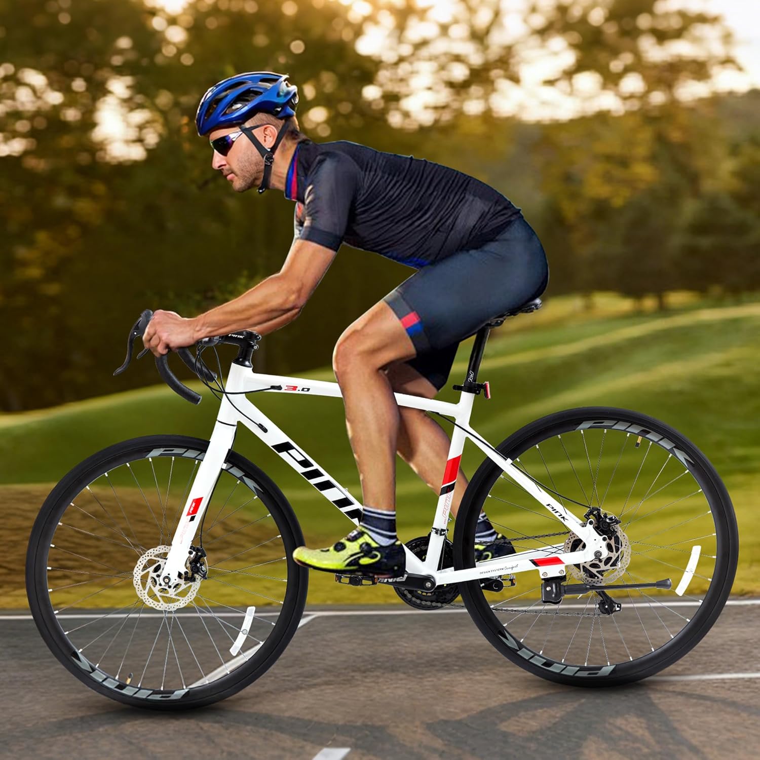 Pipleo Road Bike, 700C City Commuter Bicycle, 21 Speeds Shimano Drivetrain Sport Racing Bike, Light Weight Aluminum Frame, Urban Street Bike for Men Women Adult Bicycle