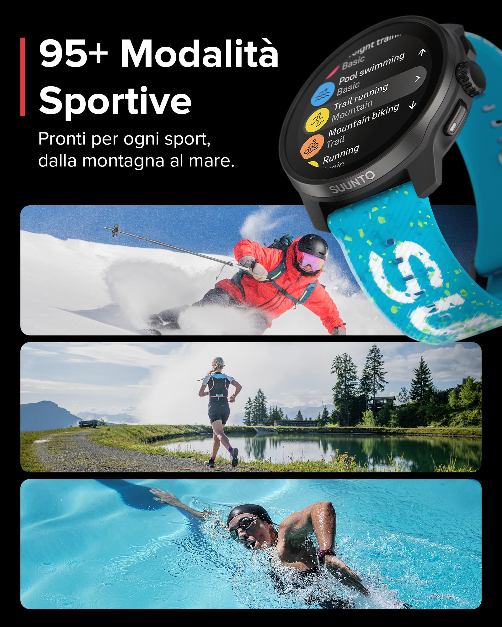 SUUNTO Race S Orologio Sportivo Donne Uomo, GPS Running Activity Tracker, Bi-Band GNSS, Offline Map, AMOLED Touch Schermo, Smartwatch Cardiofrequenzimetro Altimetro, 95+ Sports, Autonomia 13 Giorni