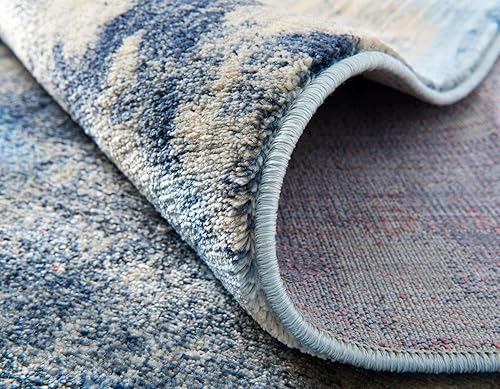 Miniatura 7 de Unique Loom Helios Collection - Santorini - Alfombra rectangular de 8 x 10 pies, color azul y beige