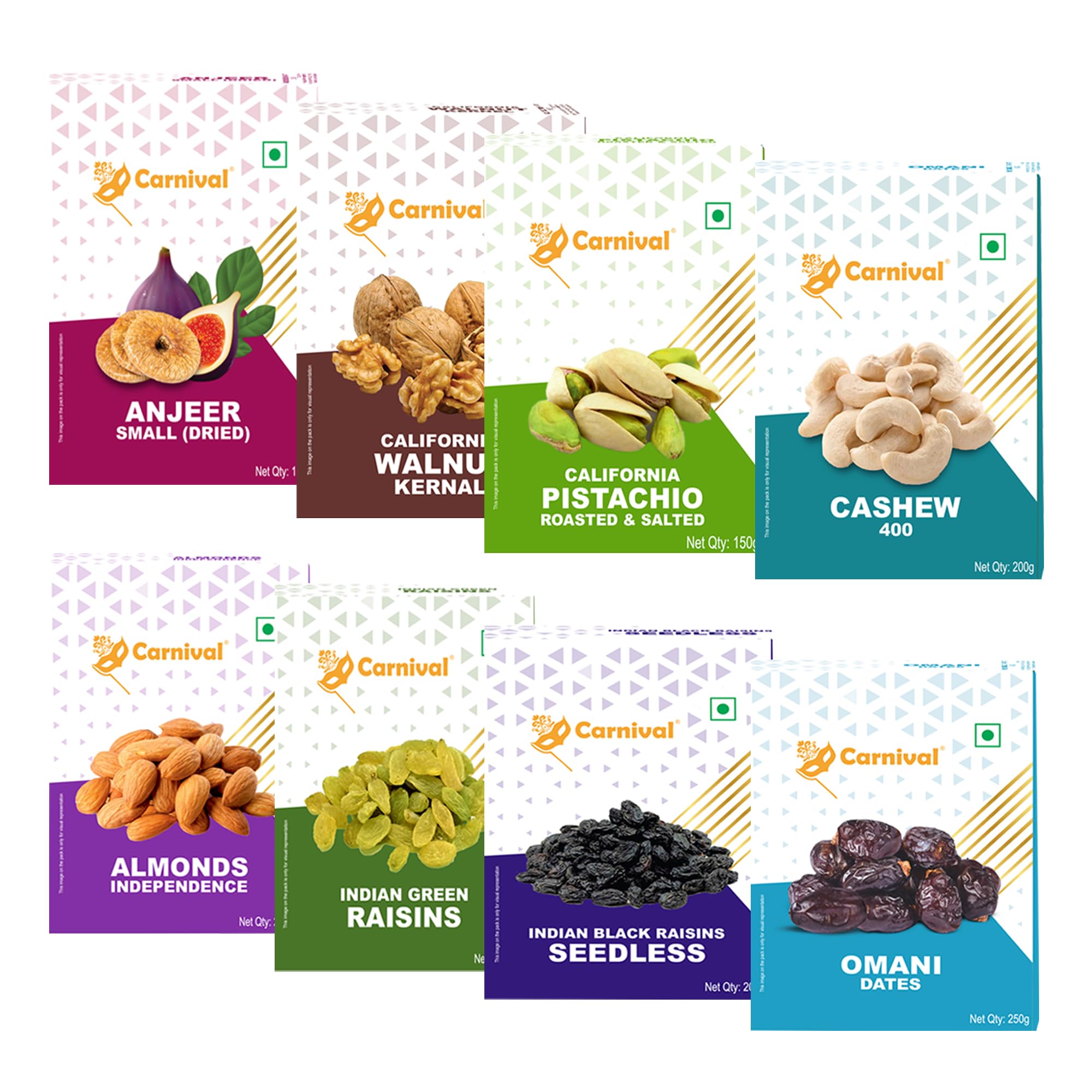 Carnival Super Saver Dry Fruit Combo Pack 1.55 kg | Almonds, Cashew, Green Raisins, Pistachio, Walnut, Dates, Figs, Seedless Black Raisins | Healty Snacks | Combo of 8 | Dry Fruits | Badam, Kaju, Kishmish, Akhrot, Anjeer, Khajur| (B0CRP3DKSR) Amazon Price History, Amazon Price Tracker