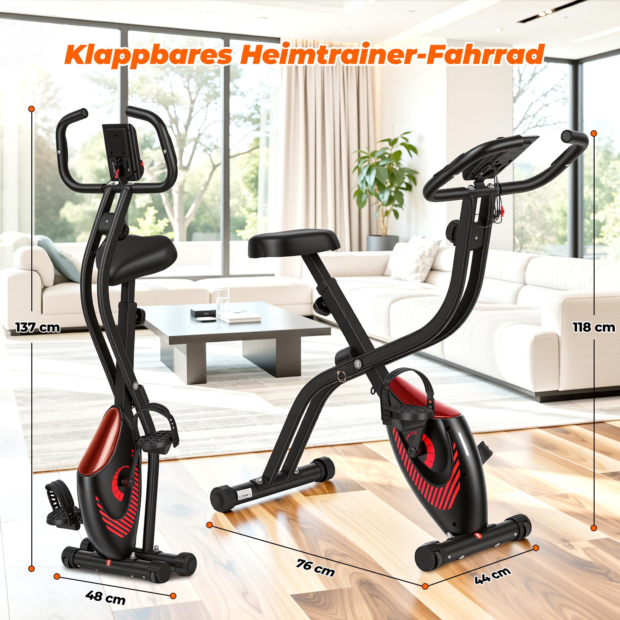 Cyclette pieghevole domestica: 16 livelli magnetici, monitor LCD, sensore cardiaco manuale, sella imbottita, capacità 120 kg. Perfetta per cardio a casa
