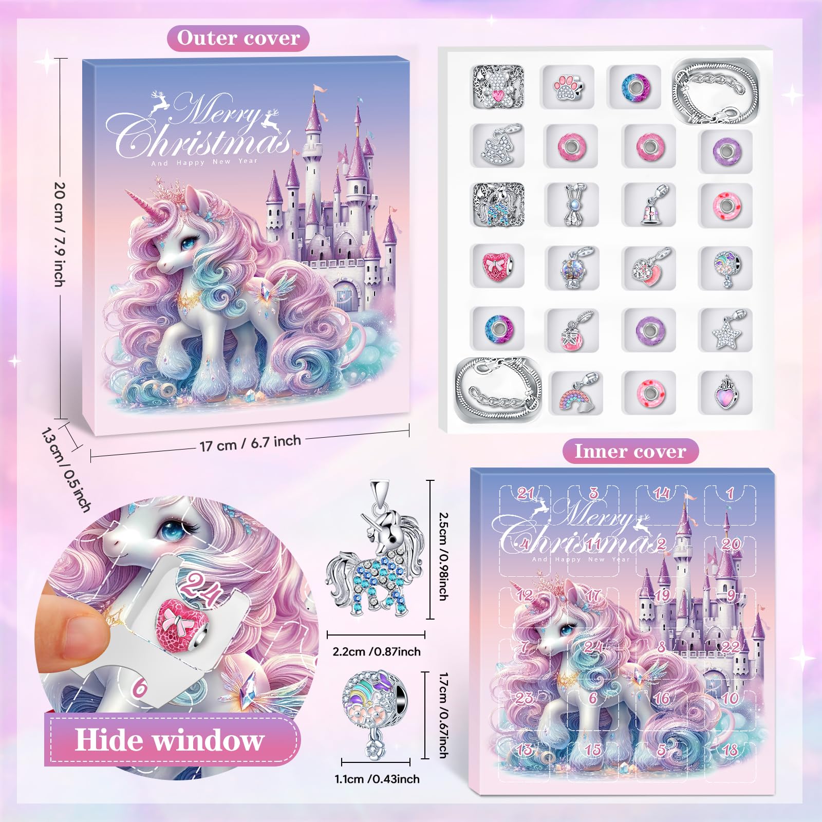 PITMT Calendario Avvento 2025 Bambina Gioielli, Calendario Avvento Braccialetti Kinder Bambini Fai da Te, Calendario dell'avvento Bracciale Collane Regalo Natale Ragazza 5 6 7 8 9 10 11 12 13 14 Anni