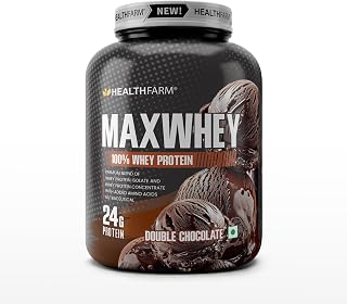 Healthfarm MaxWhey Whey Protein Powder | 24g Protein | Fast Absorbing Protein (Double chocolate) 2kg Price In India