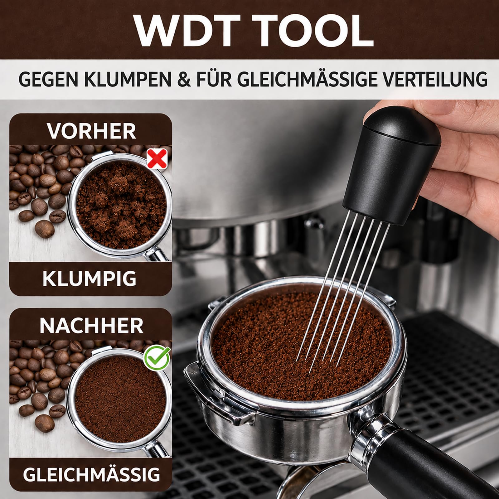 54 mm Espresso Zubehör Set 7-teilig – Barista Zubehör & Tamper Set mit Tamperstation aus Sapeleholz, Tamper, Kaffee Distributor, WDT Tool, Dosierring & Puck Screen für Sage/Breville Siebträger