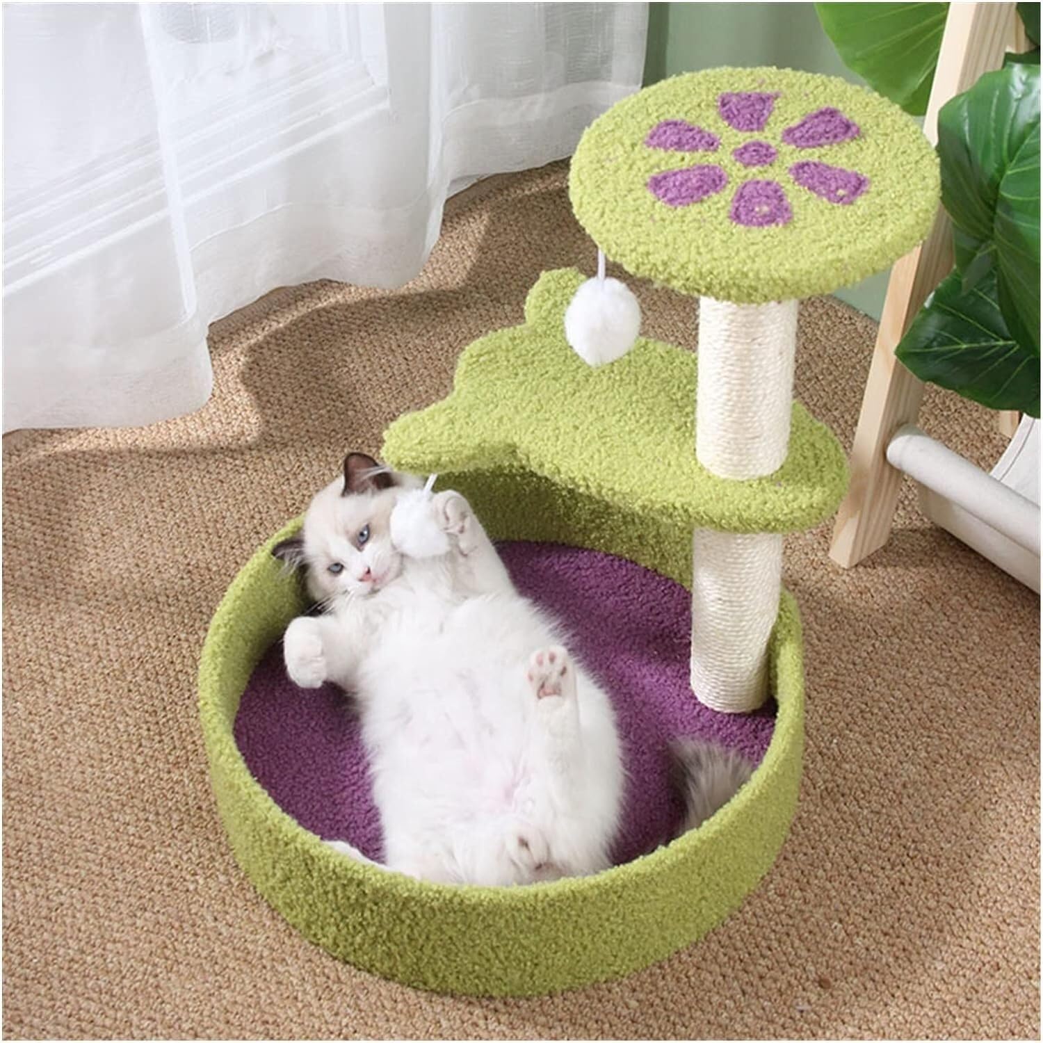 Katzenbaum Kratzbaumturm, Kratzbäume, Zweifarbig, Dreischichtig, Katzenklettergerüst, Katzentoilette, Katzensprungplattform Möbel