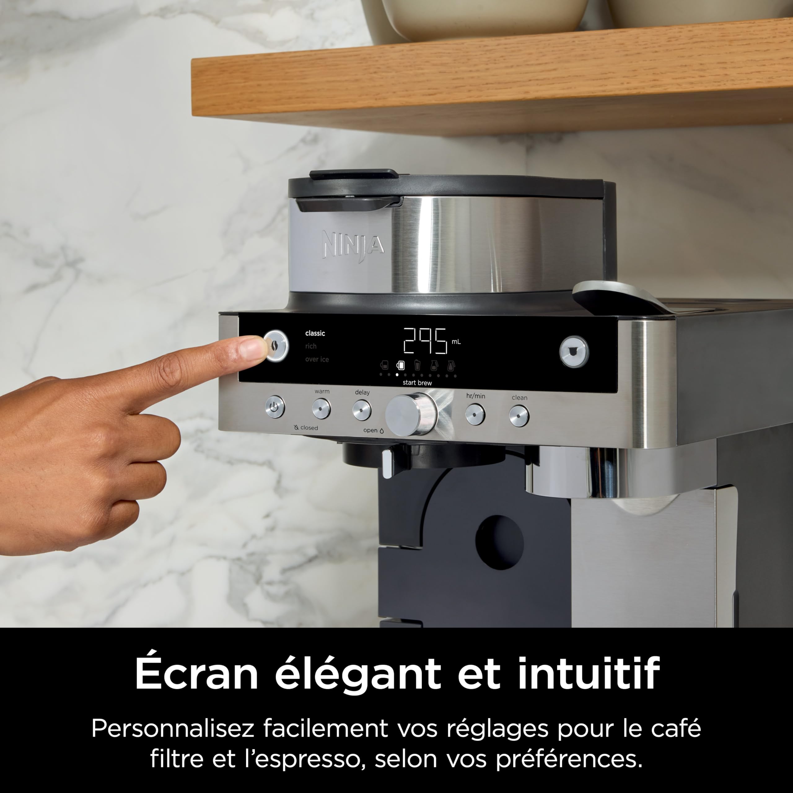 Ninja Prestige Machine à café filtre et capsules 2-en-1 Ninja Prestige avec buse à lait intégrée, pour réaliser lattes, cafés glacés et flat whites, Noir CFN802EU