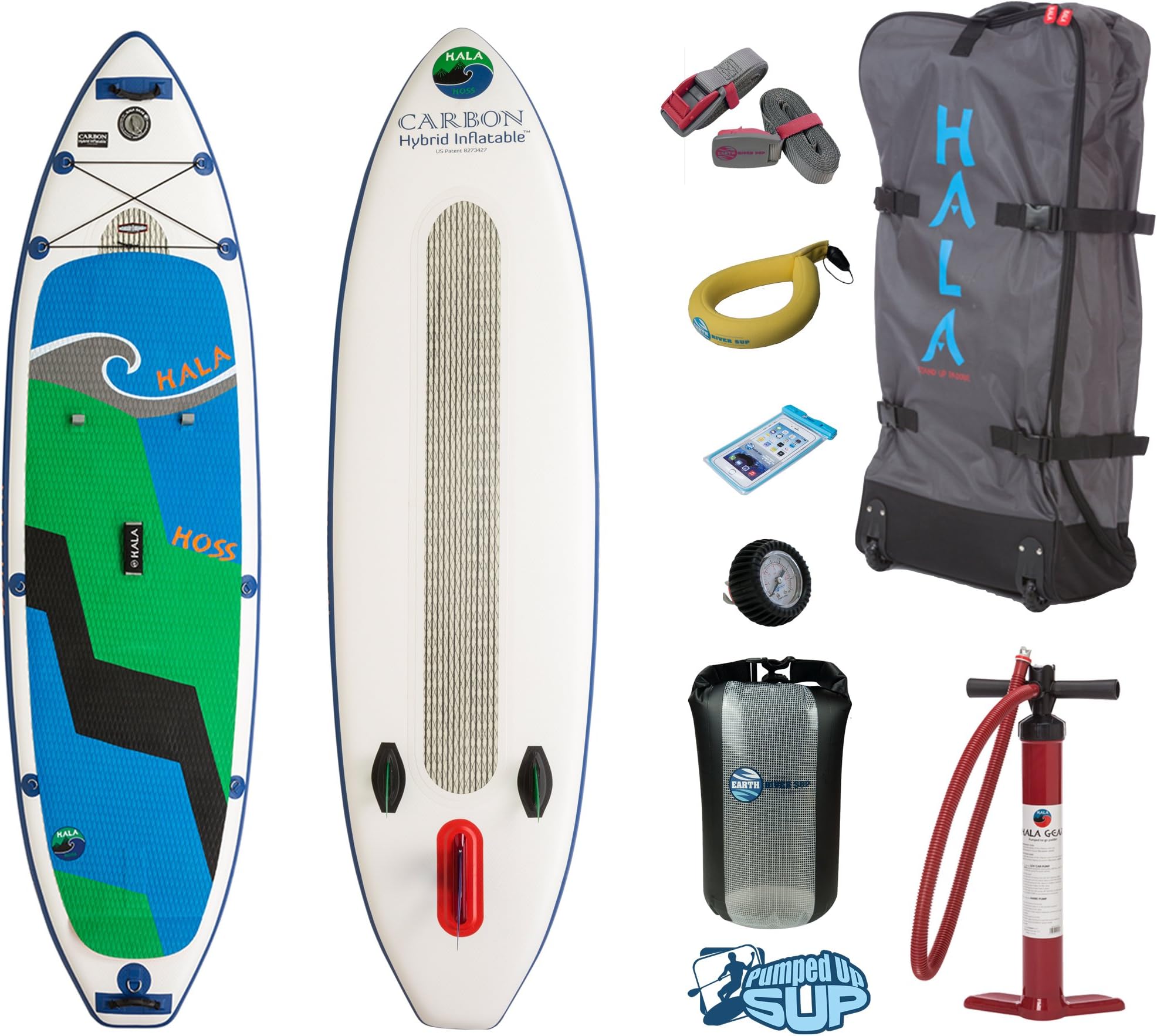 HALA Carbon HOSS Inflatable SUP 2018 (11'0" x 34" x 6") Incl. Pumped Up SUP ERS Gear Pack