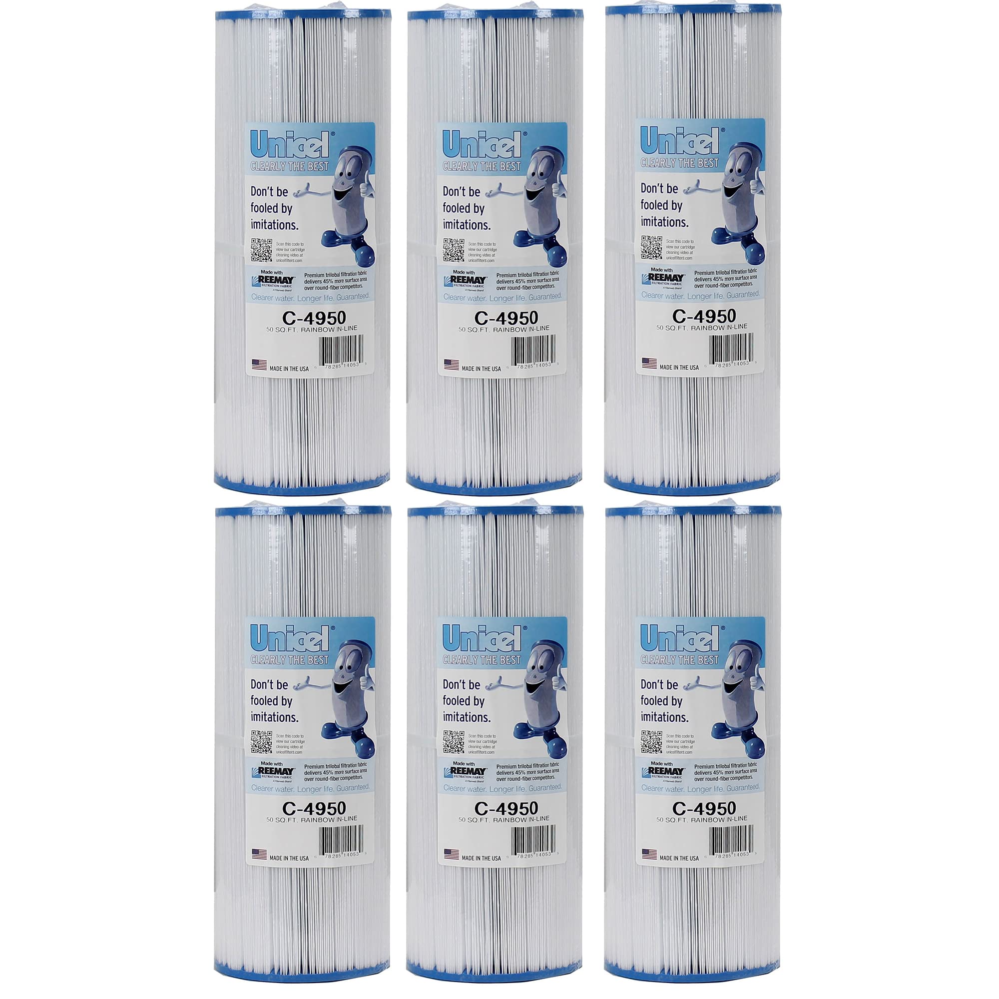 Unicel C-4950 Hot Tub and Spa 50 Sq. Ft. Replacement Filter Cartridge for C-4326 and C-4625 cartridges (6 Pack)