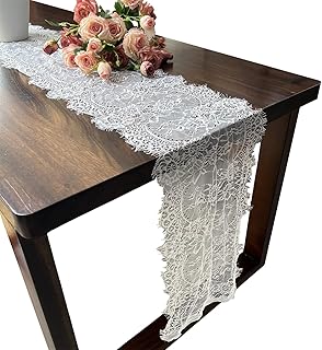 1 Pcs White Lace Table Runner 14 x 120 Inch Vintage Rustic Table Runner ...