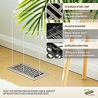 Vista 2 de Decor Grates AJH410-NKL Registro de suelo, 4 x 10 pulgadas, níquel