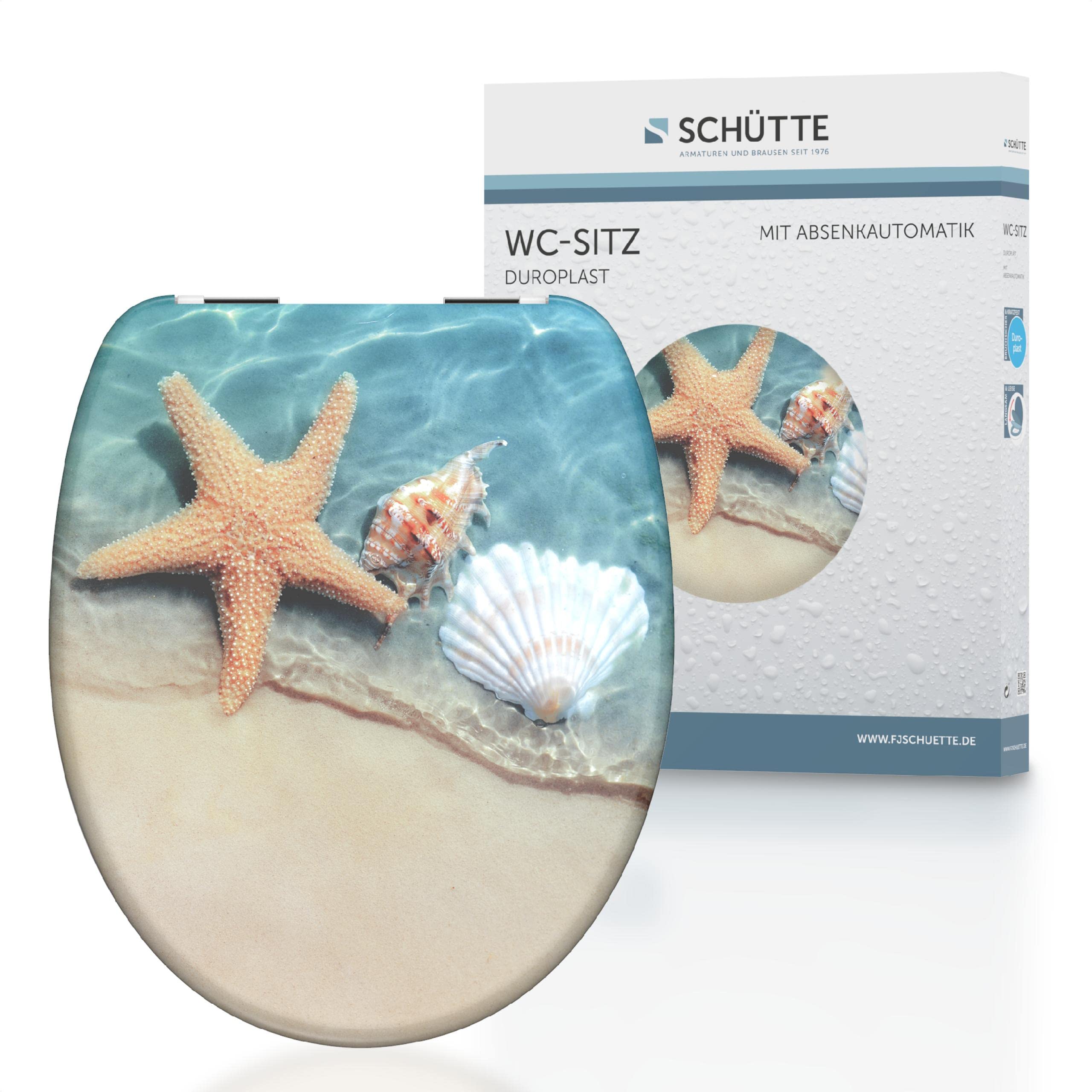 Schütte Beach 82196 Deska sedesowa Duroplast z mechanizmem cichego zamykania pasuje do większości muszli klozetowych, design plażowy